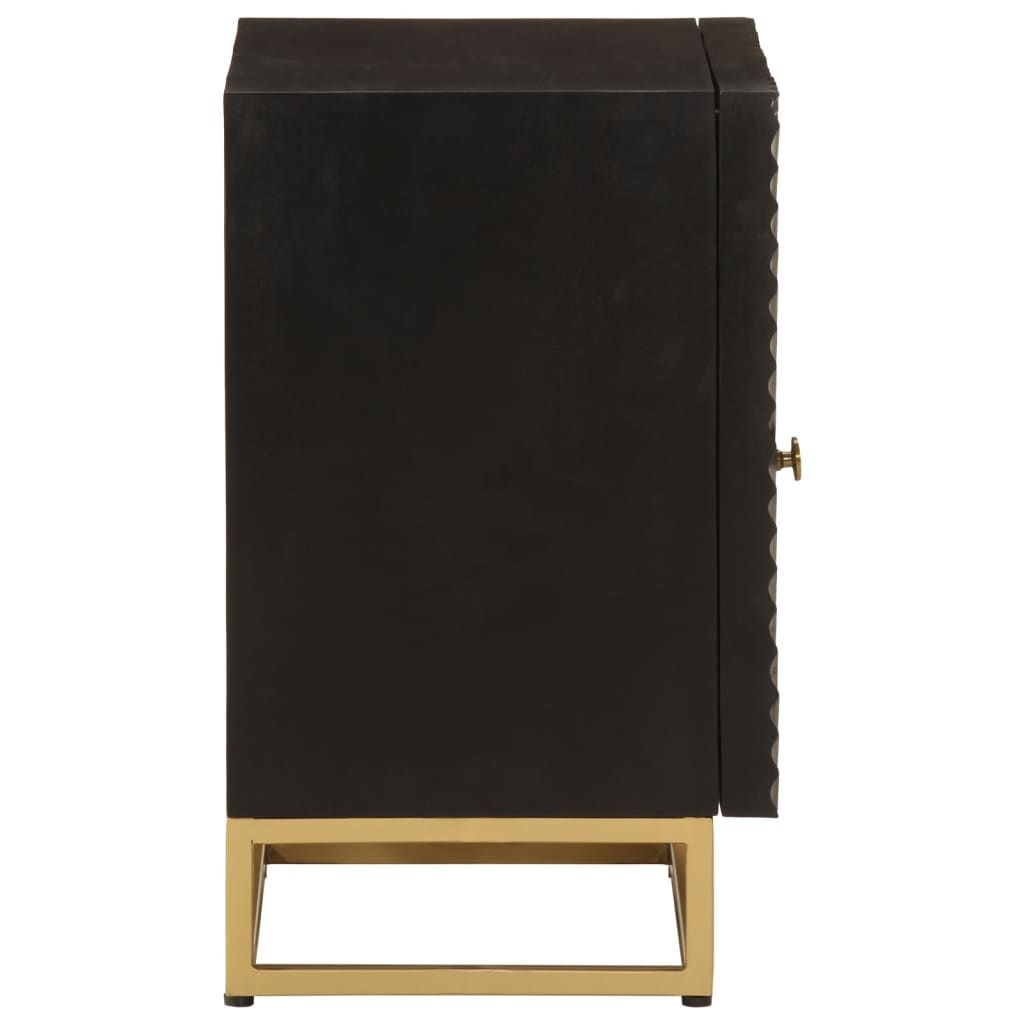 Bedside Cabinet Black 40X30X50 Cm Solid Wood Mango And Iron