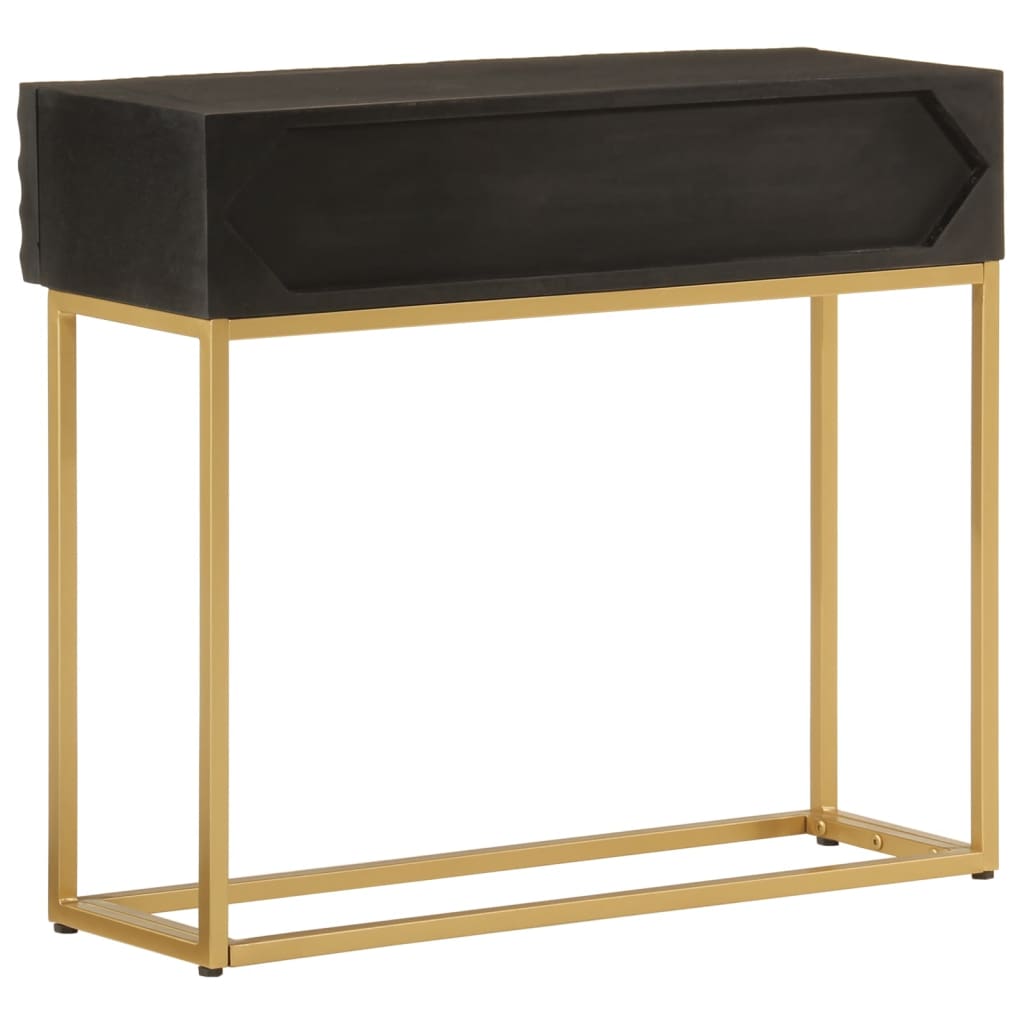 Console Table Black 90X30X76 Cm Solid Wood Mango And Iron