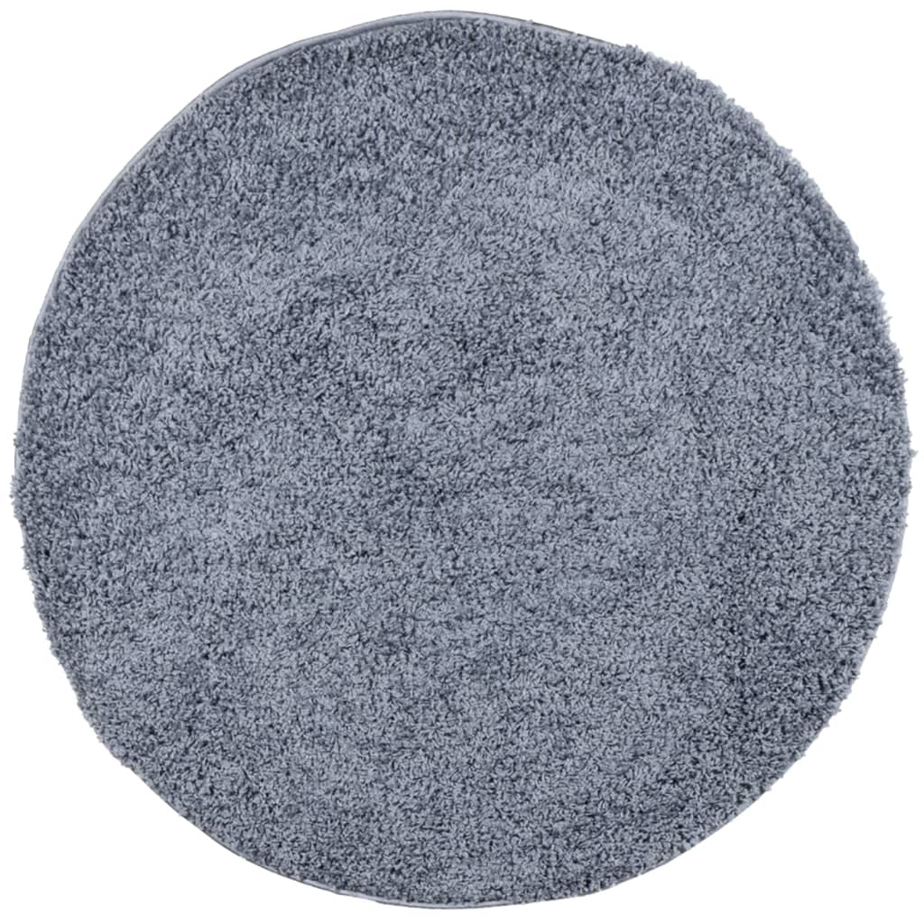 Shaggy Rug High Pile Modern Blue Ø 240 Cm