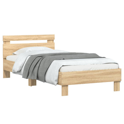 Bed Frame With Headboard And Led Lights Sonoma Oak 90X190 Cm Single