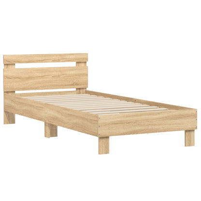 Bed Frame With Headboard And Led Lights Sonoma Oak 90X190 Cm Single