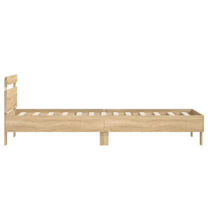 Bed Frame With Headboard And Led Lights Sonoma Oak 90X190 Cm Single