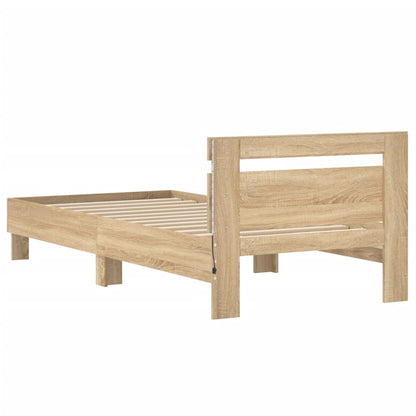 Bed Frame With Headboard And Led Lights Sonoma Oak 90X190 Cm Single