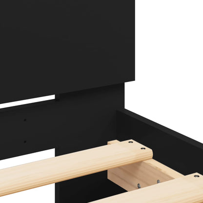 Bed Frame With Headboard And Led Lights Black 90X190 Cm Single