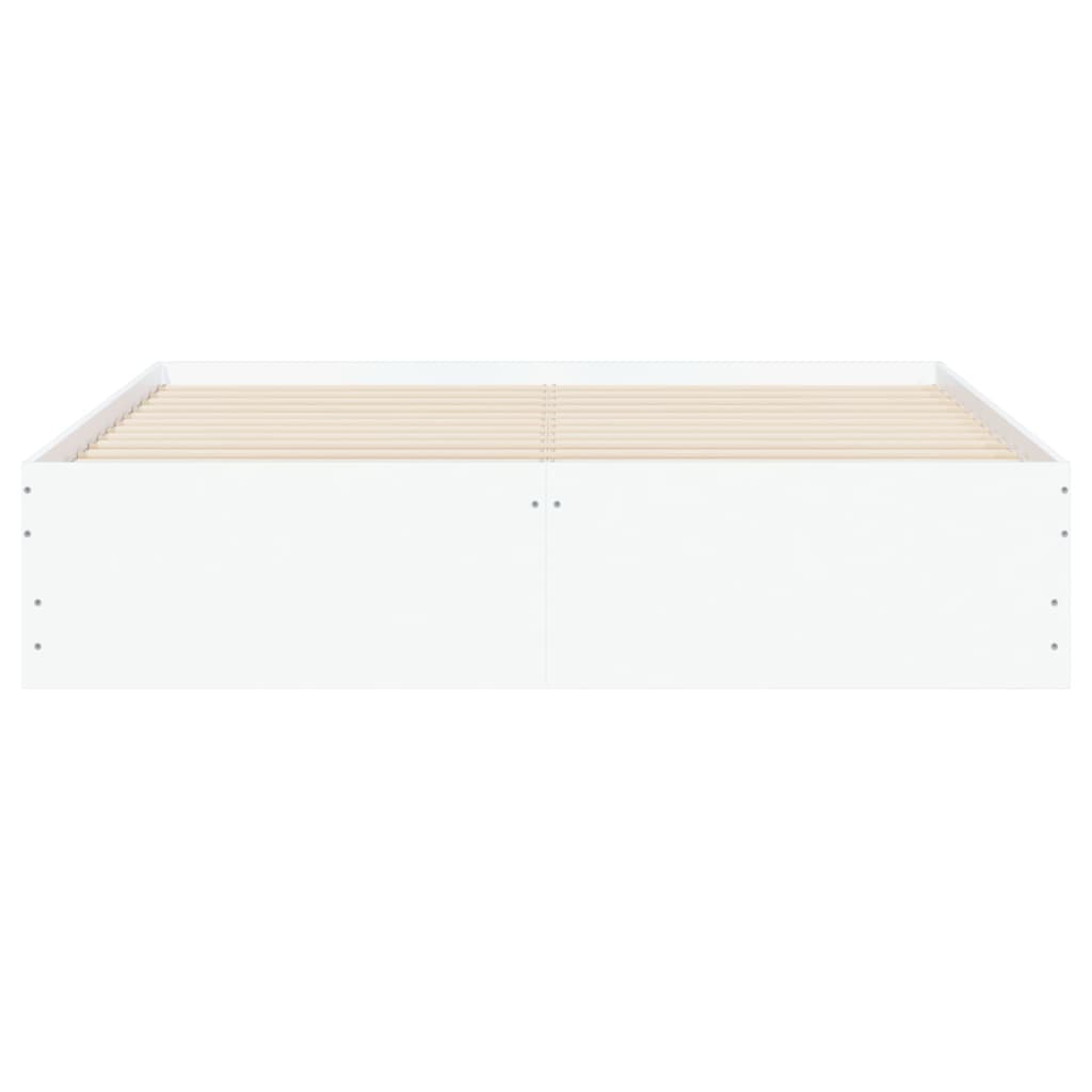 Bed Frame With Drawers White 150X200 Cm King Size Engineered Wood