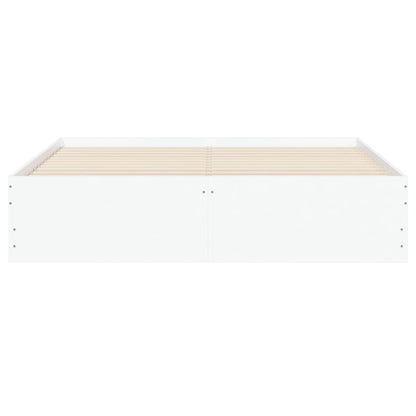 Bed Frame With Drawers White 150X200 Cm King Size Engineered Wood