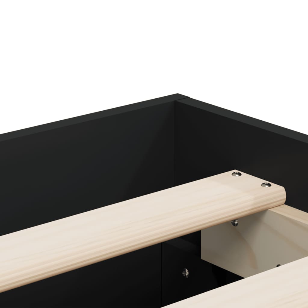 Bed Frame With Drawers Black 150X200 Cm King Size Engineered Wood