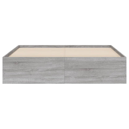 Bed Frame With Drawers Grey Sonoma 150X200 Cm King Size Engineered Wood