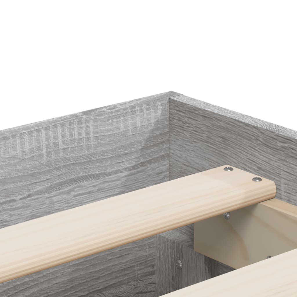 Bed Frame With Drawers Grey Sonoma 150X200 Cm King Size Engineered Wood