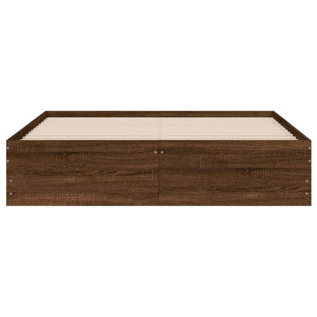 Bed Frame With Drawers Brown Oak 150X200 Cm King Size Engineered Wood