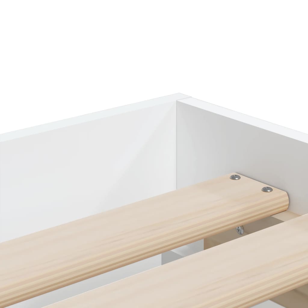 Bed Frame With Drawers White 90X190 Cm Single Engineered Wood