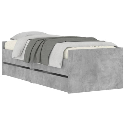 Bed Frame With Drawers Concrete Grey 90X190 Cm Single