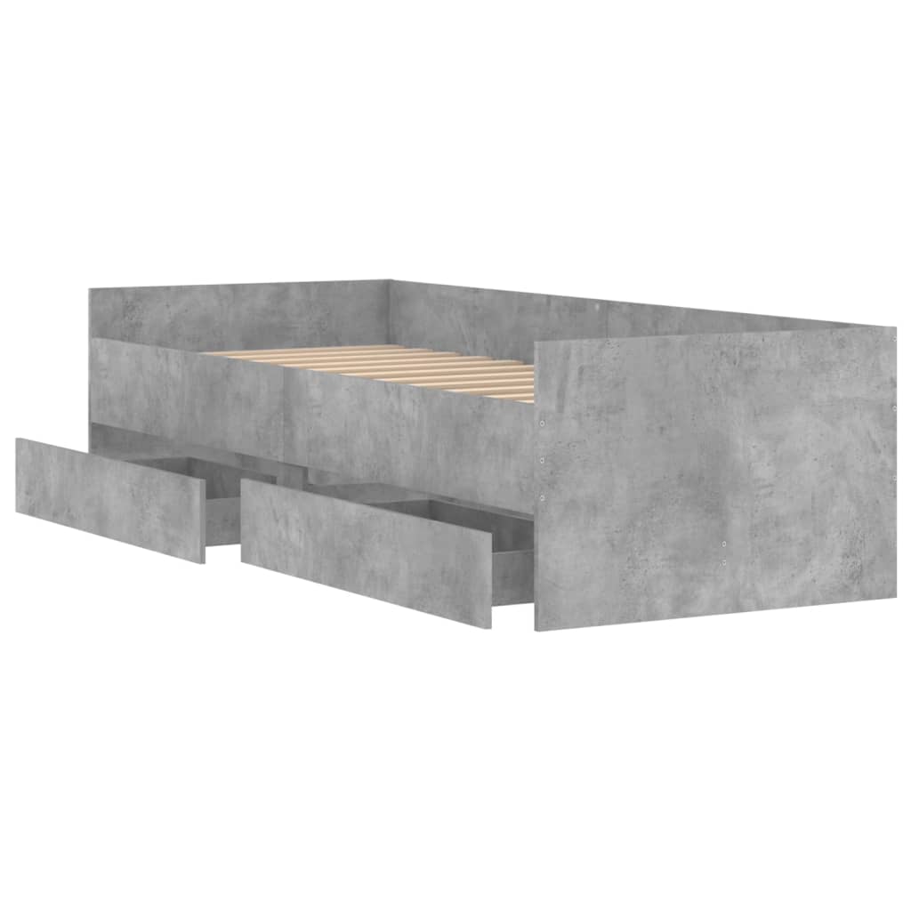 Bed Frame With Drawers Concrete Grey 90X190 Cm Single