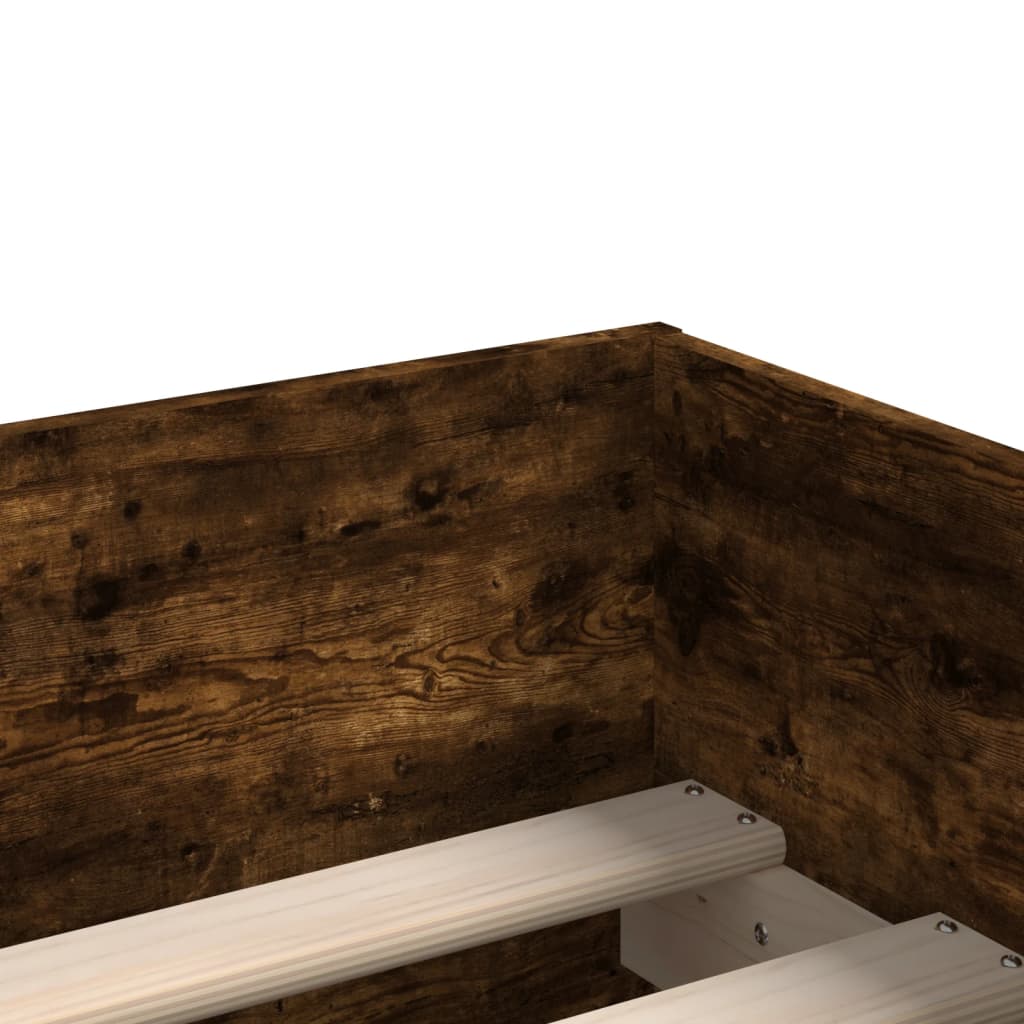 Bed Frame With Drawers Smoked Oak 90X190 Cm Single