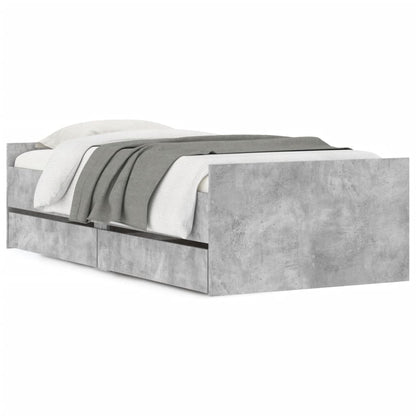 Bed Frame With Drawers Concrete Grey 90X190 Cm Single