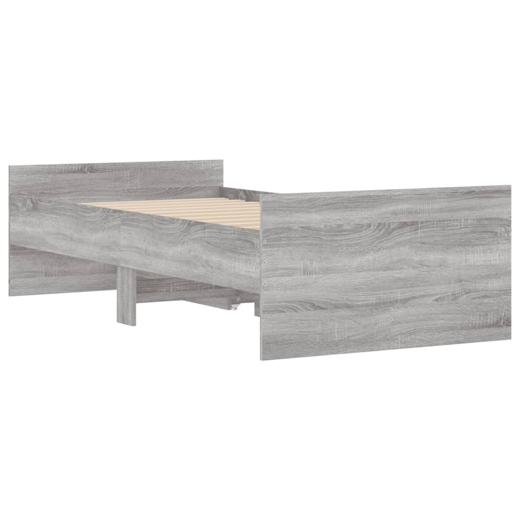 Bed Frame With Drawers Grey Sonoma 90X190 Cm Single