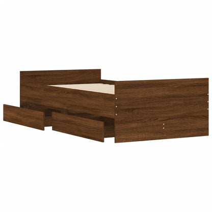 Bed Frame With Drawers Brown Oak 90X190 Cm Single