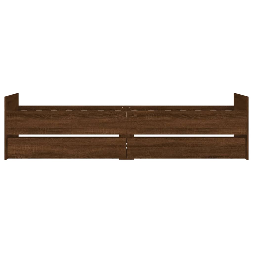 Bed Frame With Drawers Brown Oak 90X190 Cm Single