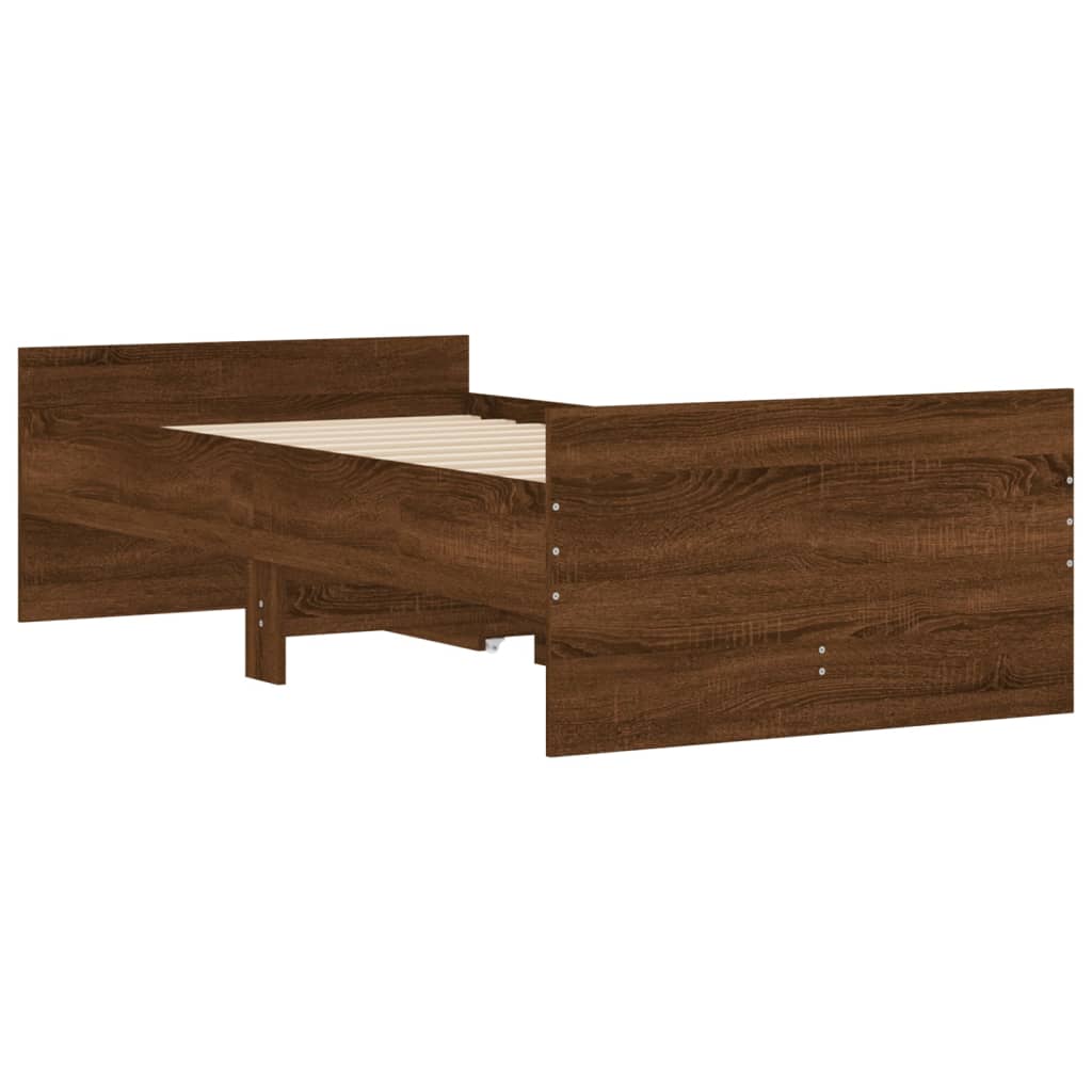 Bed Frame With Drawers Brown Oak 90X190 Cm Single