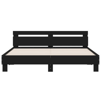 Bed Frame With Headboard Black 180X200 Cm Super King Size Engineered Wood