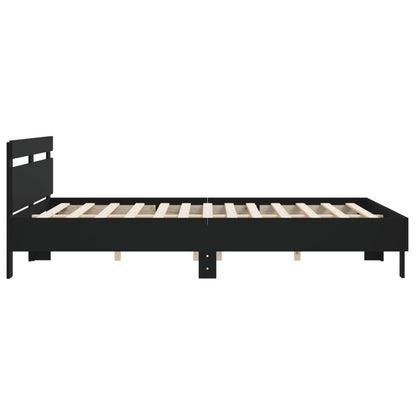 Bed Frame With Headboard Black 180X200 Cm Super King Size Engineered Wood