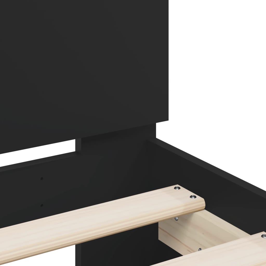 Bed Frame With Headboard Black 180X200 Cm Super King Size Engineered Wood