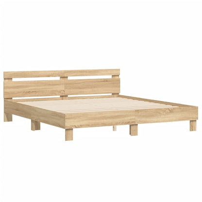 Bed Frame With Headboard Sonoma Oak 180X200 Cm Super King Size Engineered Wood