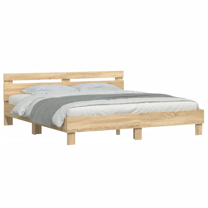 Bed Frame With Headboard Sonoma Oak 180X200 Cm Super King Size Engineered Wood