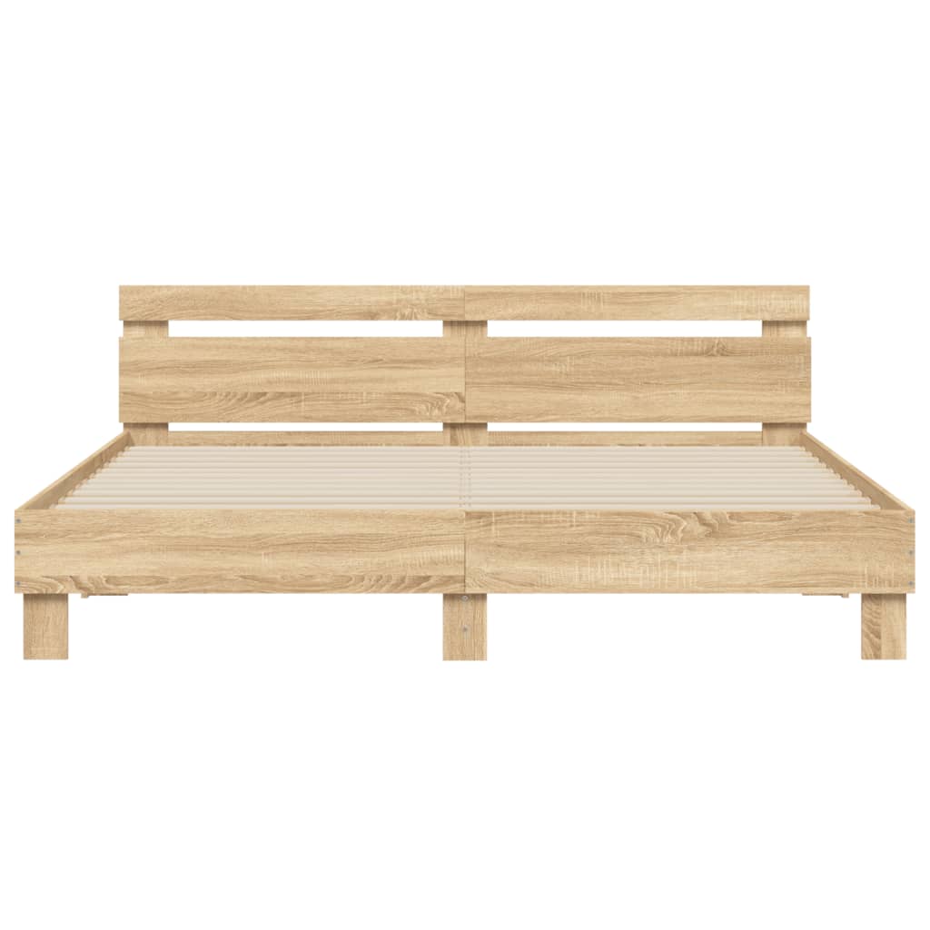 Bed Frame With Headboard Sonoma Oak 180X200 Cm Super King Size Engineered Wood