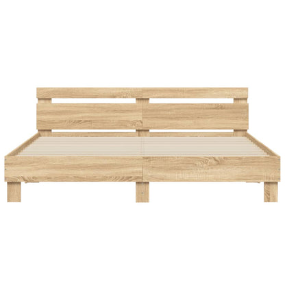 Bed Frame With Headboard Sonoma Oak 180X200 Cm Super King Size Engineered Wood