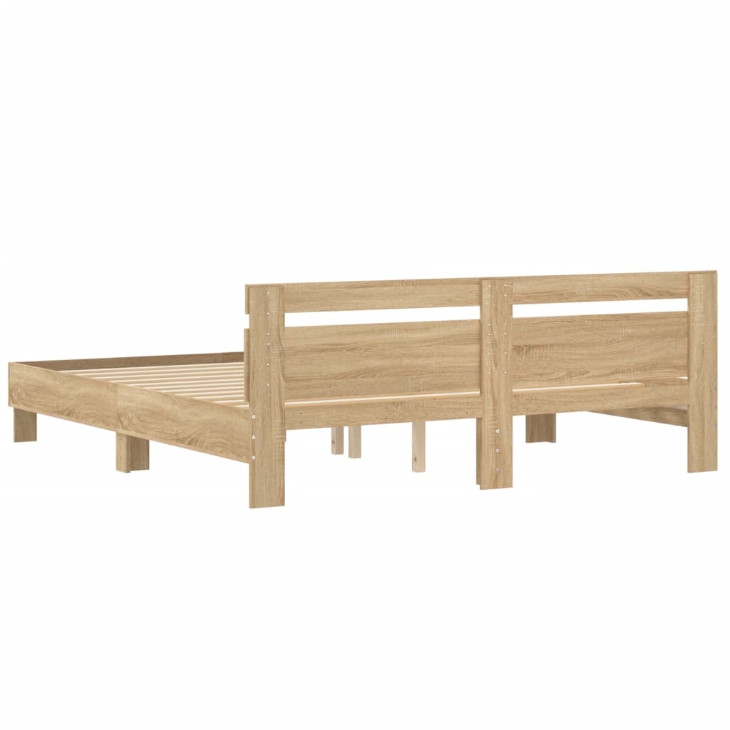 Bed Frame With Headboard Sonoma Oak 180X200 Cm Super King Size Engineered Wood