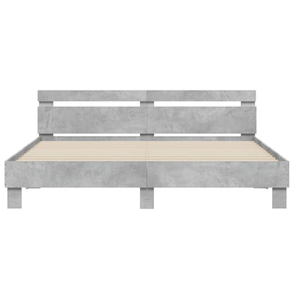 Bed Frame With Headboard Concrete Grey 180X200 Cm Super King Size Engineered Wood