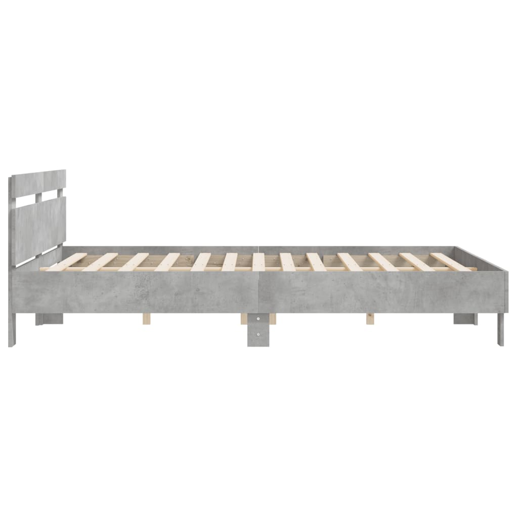 Bed Frame With Headboard Concrete Grey 180X200 Cm Super King Size Engineered Wood