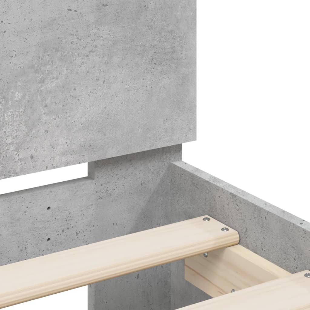 Bed Frame With Headboard Concrete Grey 180X200 Cm Super King Size Engineered Wood