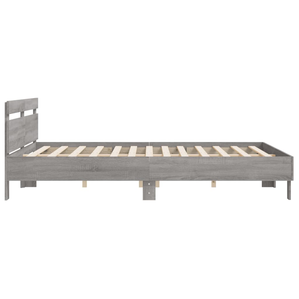 Bed Frame With Headboard Grey Sonoma 180X200 Cm Super King Size Engineered Wood