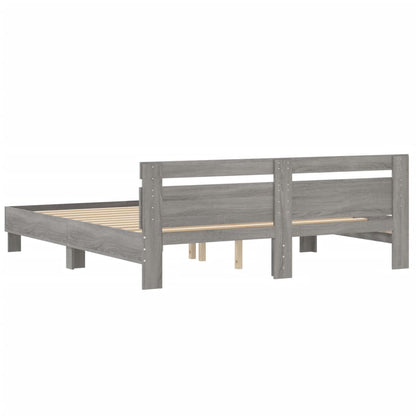 Bed Frame With Headboard Grey Sonoma 180X200 Cm Super King Size Engineered Wood