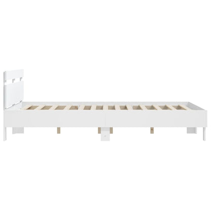 Bed Frame With Headboard White 150X200 Cm King Size Engineered Wood