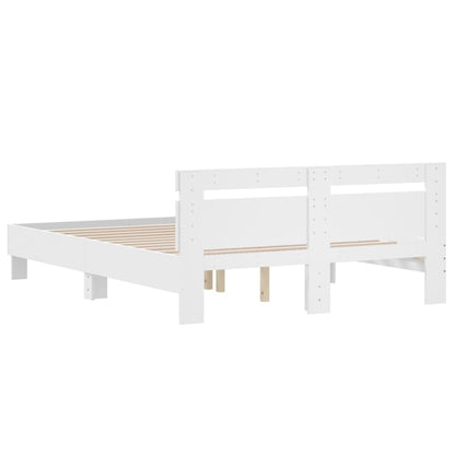 Bed Frame With Headboard White 150X200 Cm King Size Engineered Wood