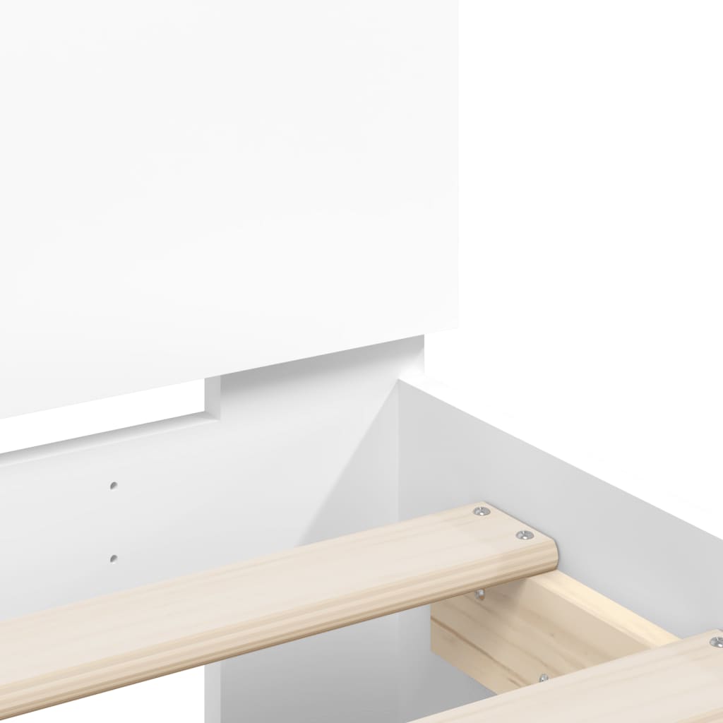 Bed Frame With Headboard White 150X200 Cm King Size Engineered Wood