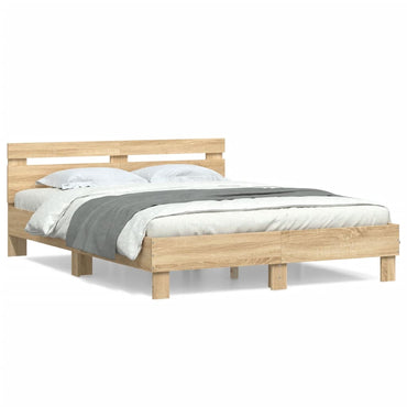 Bed Frame With Headboard Sonoma Oak 150X200 Cm King Size Engineered Wood