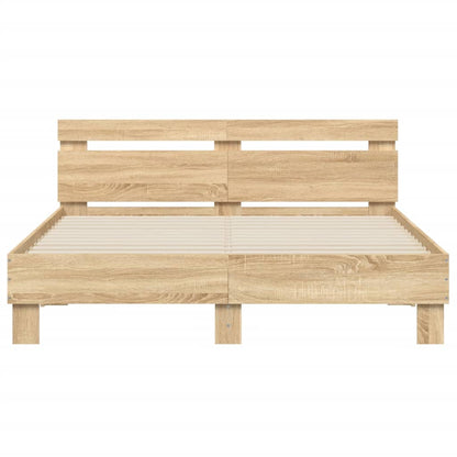 Bed Frame With Headboard Sonoma Oak 150X200 Cm King Size Engineered Wood