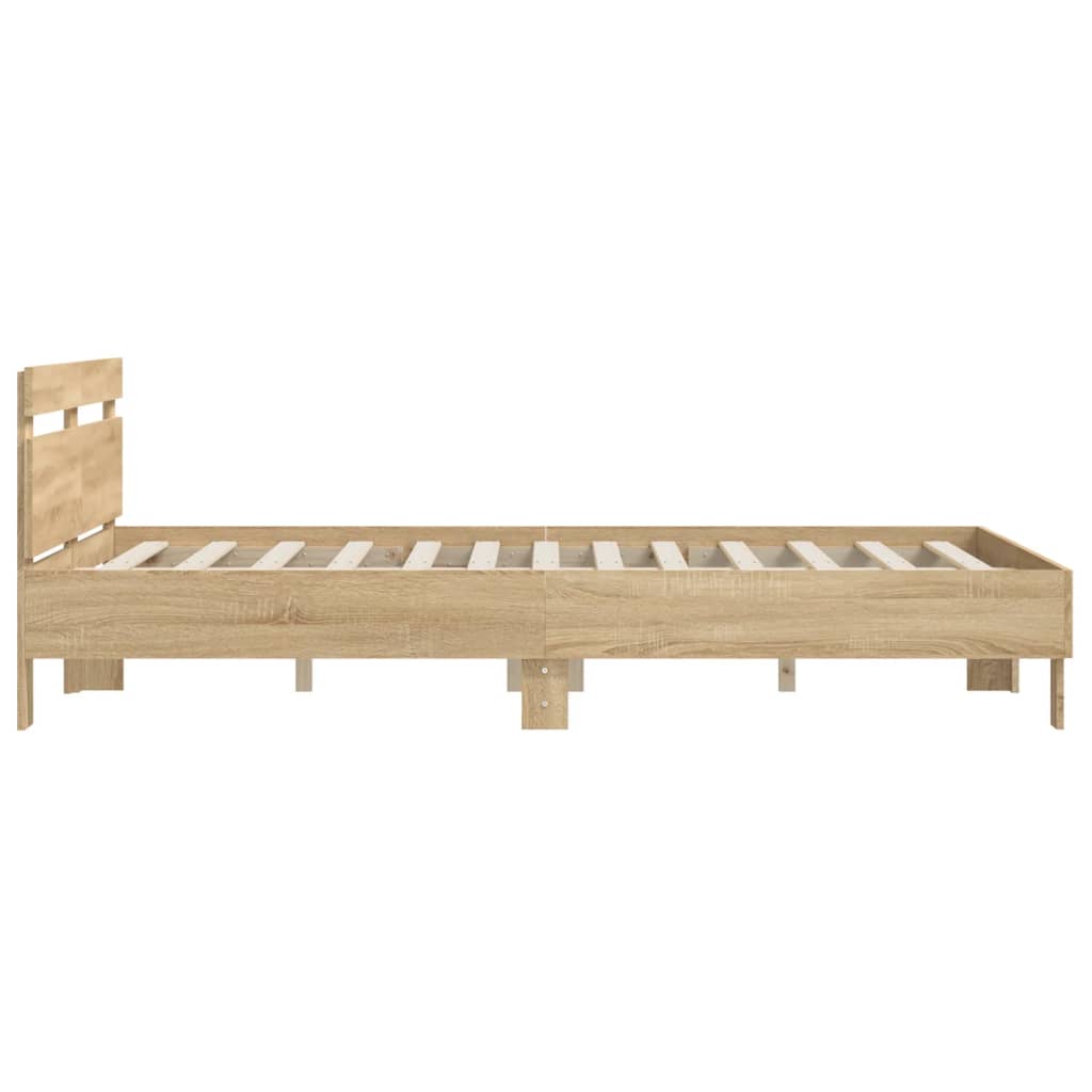 Bed Frame With Headboard Sonoma Oak 150X200 Cm King Size Engineered Wood