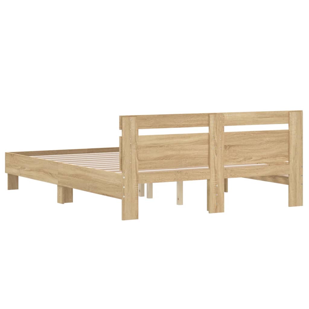 Bed Frame With Headboard Sonoma Oak 150X200 Cm King Size Engineered Wood