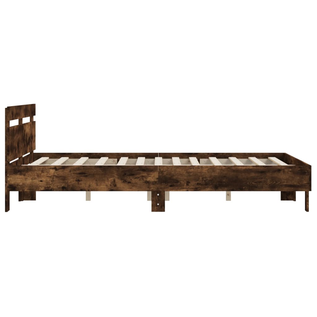 Bed Frame With Headboard Smoked Oak 150X200 Cm King Size Engineered Wood