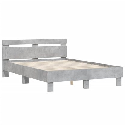 Bed Frame With Headboard Concrete Grey 120X190 Cm Small Double Engineered Wood