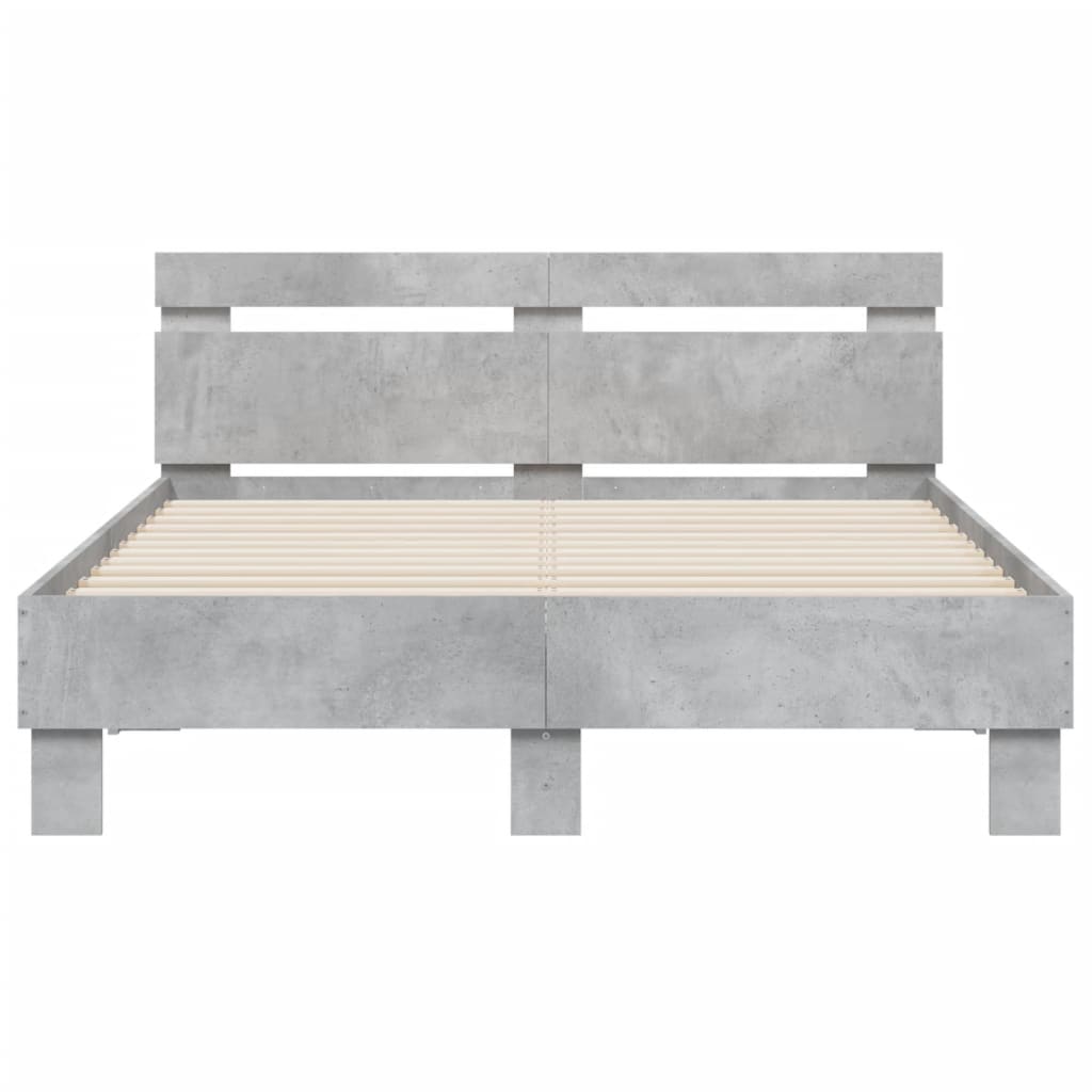 Bed Frame With Headboard Concrete Grey 120X190 Cm Small Double Engineered Wood