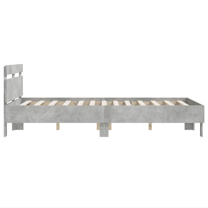 Bed Frame With Headboard Concrete Grey 120X190 Cm Small Double Engineered Wood