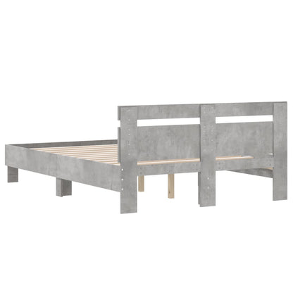 Bed Frame With Headboard Concrete Grey 120X190 Cm Small Double Engineered Wood