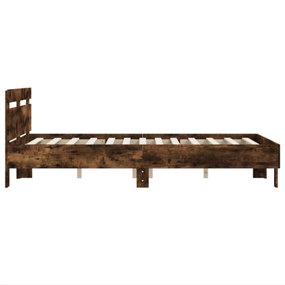 Bed Frame With Headboard Smoked Oak 120X190 Cm Small Double Engineered Wood