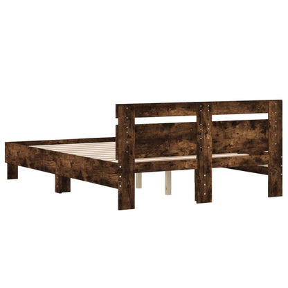 Bed Frame With Headboard Smoked Oak 120X190 Cm Small Double Engineered Wood